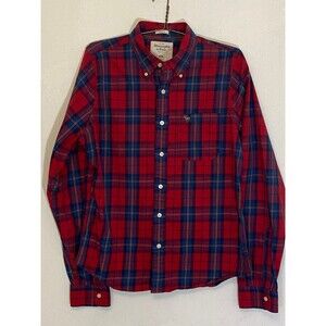 Men’s Abercrombie and Fitch Red Plaid Muscle Longsleeve Shirt Sz XXL